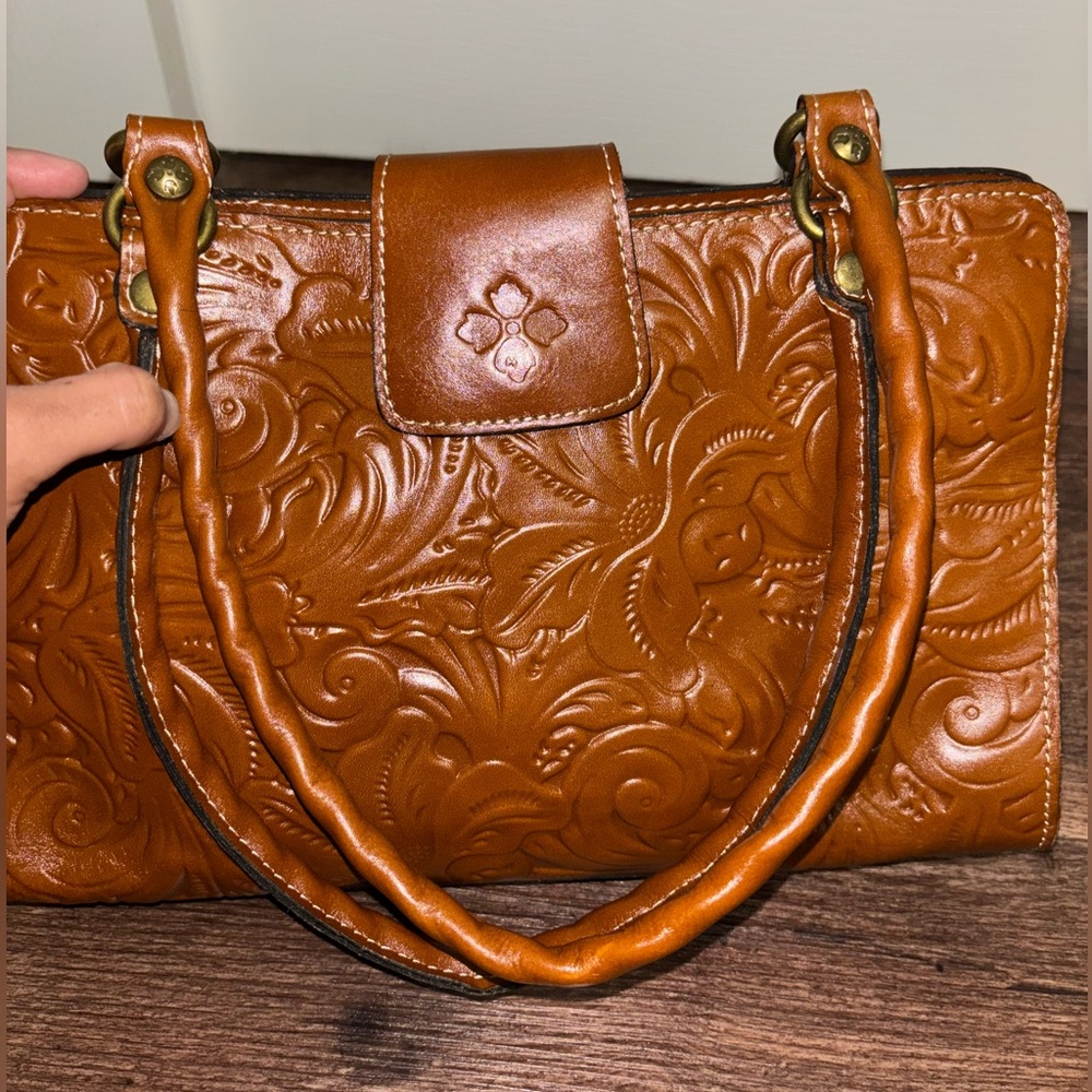 Patricia Nash Embossed Brown Leather Handbag